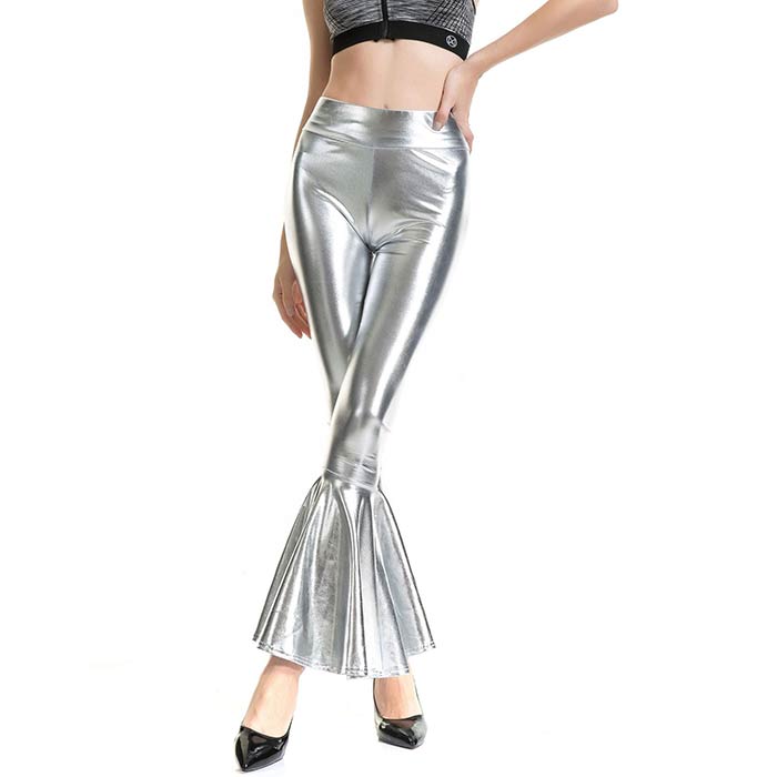 ダンス衣装・ステージ衣装に！メタリック フレアパンツ マーメイド ロングパンツ ブーツカット ダンス
