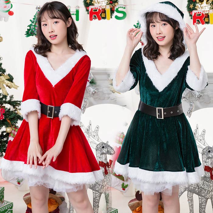 乐天商城 - サンタ コスプレ レディース 可愛い サンタコス 衣装 サンタ衣装 フッド付き クリスマス サンタクロース 仮装 コスチューム 大きいサイズ 演出服 イベント パーティー 舞台 新年会 文化祭