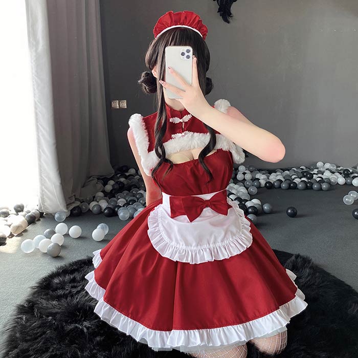 樂天商城 - サンタ コスプレ メイド服 コスプレ 衣装 レディース コスチューム パーティー ワンピース レッド 赤 メイド服 ウエイトレス サンタクロース 大人用 パーティーグッズ サンタ服 ウェイトレス 女性用 クリスマス 衣装