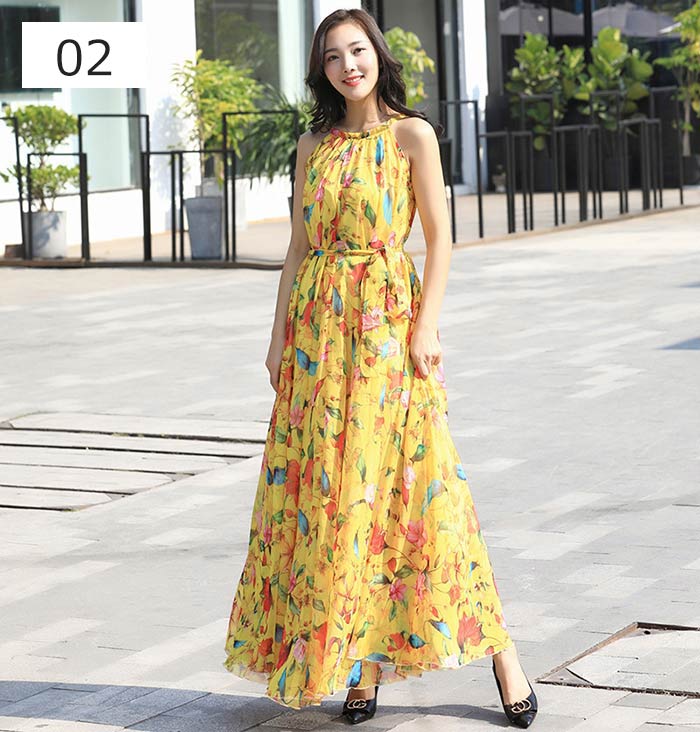 マキシワンピース シフォン ロングワンピース レディース 夏 リゾート ワンピース ...