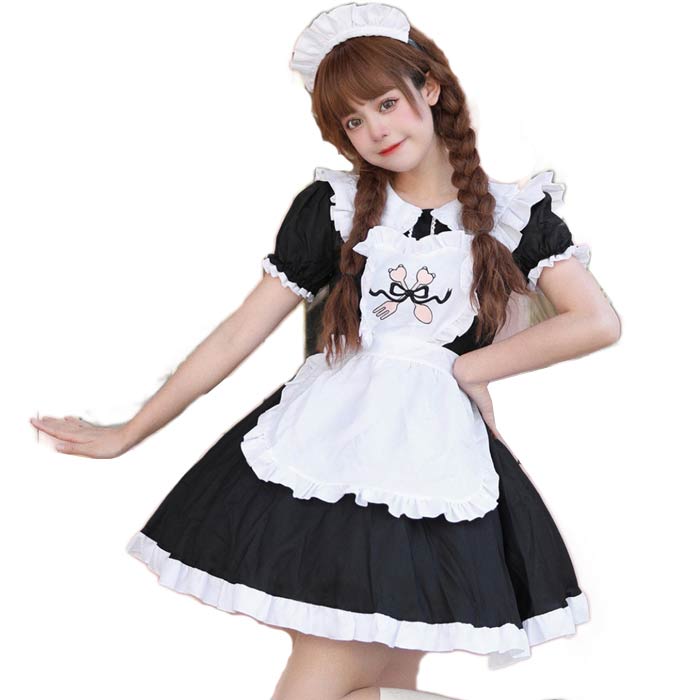 乐天商城 - メイド服 ハロウィン コスプレ 仮装 衣装 大きいサイズ ハロウィンコスプレ コスプレ衣装 レディース 大人 メイド服 ハロウィン 仮装 こすぷれ コス 半袖 可愛い ワンピース ブラック 黒 Lolita ゴスロリ ロリータ ワンピース 可愛い コスプレ
