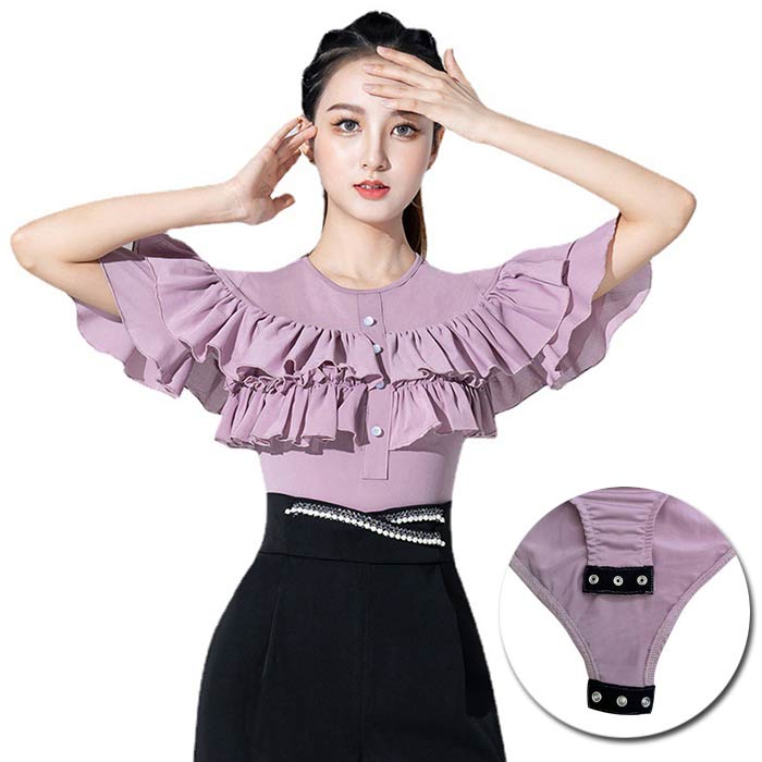 楽天Joon store 楽天市場店社交ダンス トップス 半袖 可愛い フリル ラテンダンス 衣装 レッスン着 モダンダンス ラテンダンス タンゴ ワルツ トップス レオタード 連体服 初心者 入門ステップ 上級者 競技会 練習着 舞台衣装 ステージ衣装 演出服 ダンス発表会 パーティー 団体 演出服 S-3XL