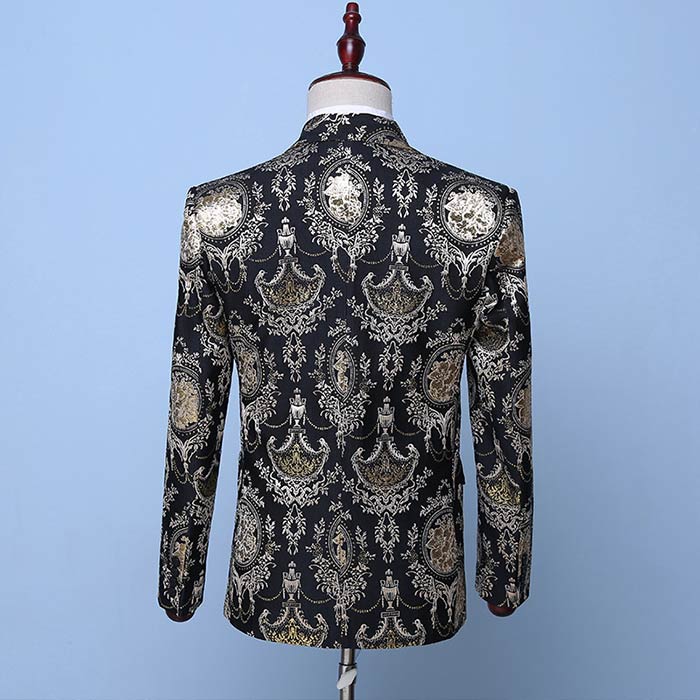 ステージ衣装 メンズスーツ セットアップ 花柄 ジャケット パンツ 蝶ネクタイ付き 3点セット 男性 紳士服 舞台衣装 スーツセット 忘年会 新年会 発表会 ダンス 衣装 舞台 ステージ衣装 結婚式 パーティー 司会者 カラオケ衣装 送料無料