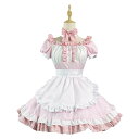 コスプレ メイド服 仮装 コスチューム ハロウィン衣装 レディース 裾フリル 可愛い 大人 コスプレ 文化祭 イベント 制服 大きいサイズ レディース 可愛いメイド 衣装 セット ピンク ゴスロリ ロリータ エプロン ハロウィン衣装