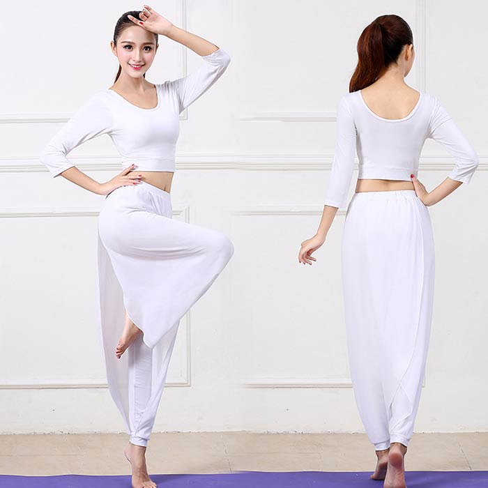 ダンス衣装 セットアップ ヨガウェア トップス シフォンパンツ セット服 ダンス衣...