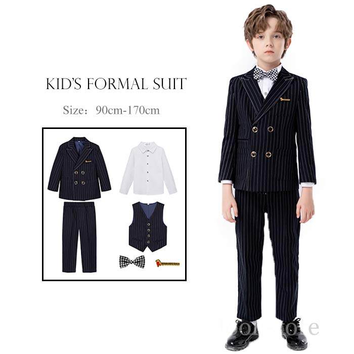 乐天商城 - キッズ スーツ 男の子 フォーマル スーツ 6点セット 子供スーツ ピアノ 発表会 結婚式 キッズスーツ フォーマル 子供服 ストライプ柄 ジュニア スーツ 男子 男児 入学式 卒業式 入園式 お受験 結婚式 七五三 90 100 110 120 130 140 150 160 170 送料無料