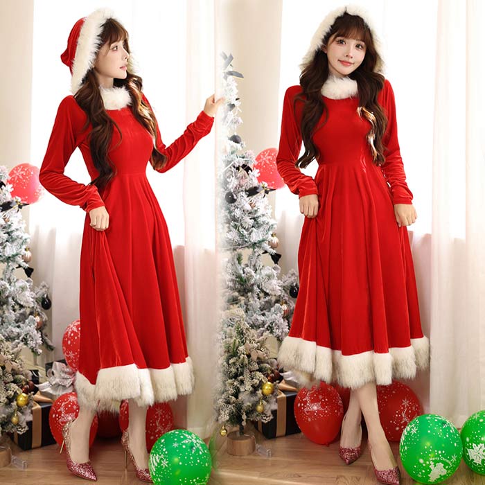 サンタ コスプレ レディース ロング ワンピース かわいい サンタ 衣装 サンタコス 衣装 サンタ帽子 大人 サンタクロース 衣装 コスプレ 大きいサイズ レディース ロング 長袖 クリスマス コスプレ サンタ コスチューム 衣装 クリスマス コスプレ パーティー