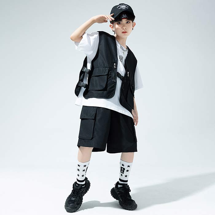 キッズダンス衣装 セットアップ 黒 ダンス ベスト カーゴパンツ セット ヒップホップ ジャズダンス ダンス衣装 キッズ かっこいい チアガール 韓国 k-pop 発表会 演出服 団体服 応援団 原宿系 ストリート系 派手 男の子 女の子 練習着 おしゃれ 110-180 joonstore-10002728 Joon store 楽天市場店 サンプル画像3