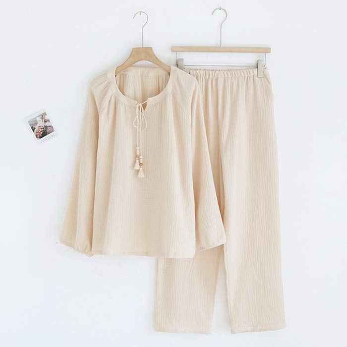 パジャマ レディース 春夏 綿100% ダブルガーゼ 薄手 ルームウェア 上下セット 春 夏 夏用 無地 涼しい..