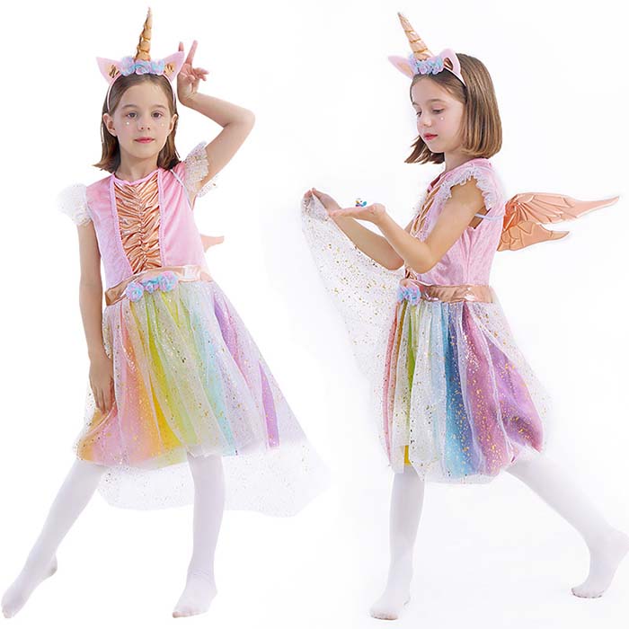 乐天商城 - ハロウィン 衣装 女の子 コスプレ 仮装 子供 ユニコーン チュチュドレス キラキラ チュールワンピース キッズ ハロウィン コスプレ 衣装 変装 コスプレ衣装 仮装 ハロウィーン衣装 翼 カチューシャ付き 3点セット キッズ 舞台衣装 演出服 プリンセスドレス