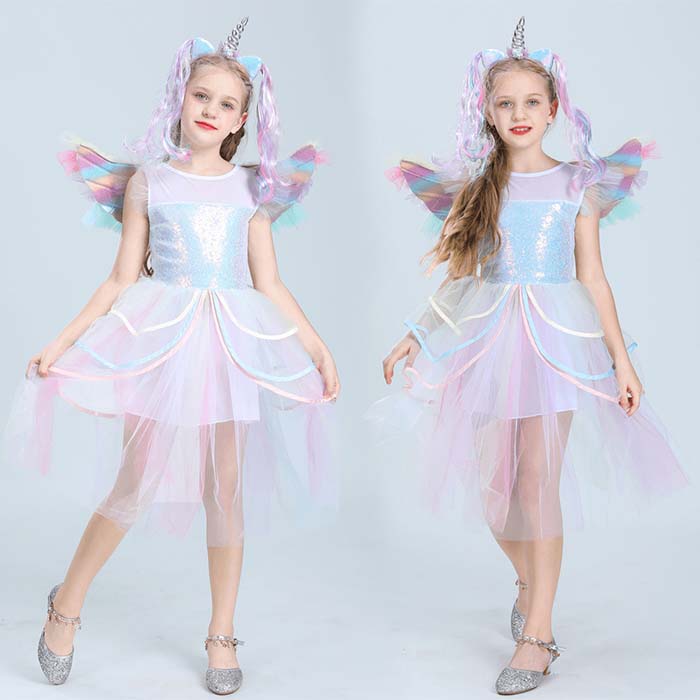 乐天商城 - ハロウィン 衣装 子供ドレス キッズ可愛い ワンピース プリンセスドレス ユニコーン 精霊 妖精 女の子 コスプレ コスチューム 仮装 変装 ハロウィーン衣装 コスプレ衣装 halloween 仮装変装 コスプレ パーティー 誕生日 学園祭 文化祭 新年会 演出服 舞台衣装