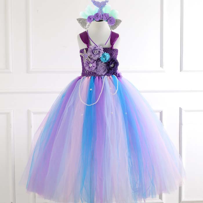 プリンセス ドレス 子供 ワンピース 人魚姫ドレス カチューシャ付き チュールワンピース 人魚姫風 