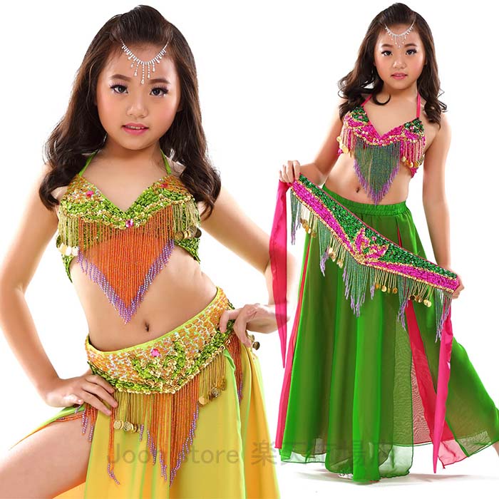 子供 ベリーダンス衣装 セット ブラ ベルト スカート セット内容選択可 ベリーダンス衣装 キッズ ダンス 衣装 スパンコール付き ひらひら 子供 モダンダンス...