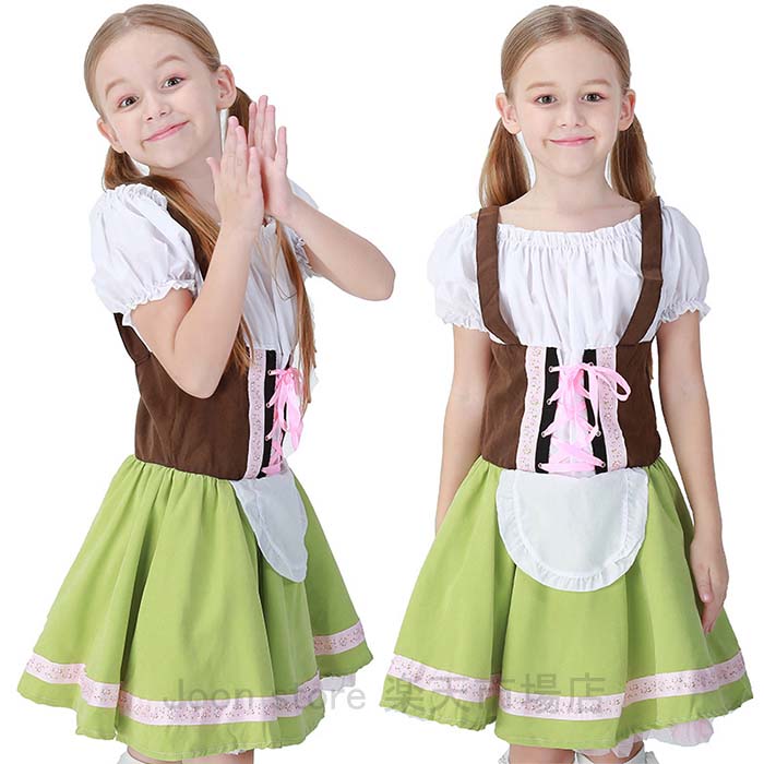 乐天商城 - ハロウィン 衣装 メイド服 子供 女の子 ワンピース ビールガール ドイツ メイド コスプレ 衣装 子供コスチューム 衣装 民族衣装 キッズ 子供用 仮装 コスプレ衣装 イベント パーティー 舞台 演出服 学園祭 文化祭 演劇