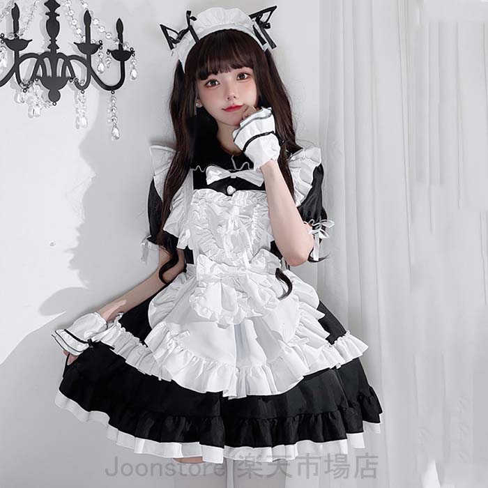 乐天商城 - ハロウィン コスプレ メイド服 メイド 仮装 衣装 コスチューム コス コスプレ衣装 女性 可愛い ハロウィンコスプレ レディース 大人 ハロウィン仮装 コスプレ衣装 正統派メイド ゴスロリ ロリータ エプロン ハロウィン衣装 ブラック ワインレッド