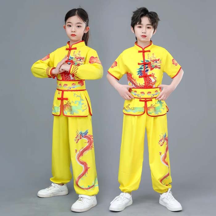 子供 太極拳 服 太極拳ウェア 上下セット 龍柄 グラデーション 武術服 カンフーウ...