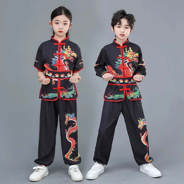 子供 太極拳 服 太極拳ウェア 上下セット 龍柄 グラデーション 武術服 カンフーウ...