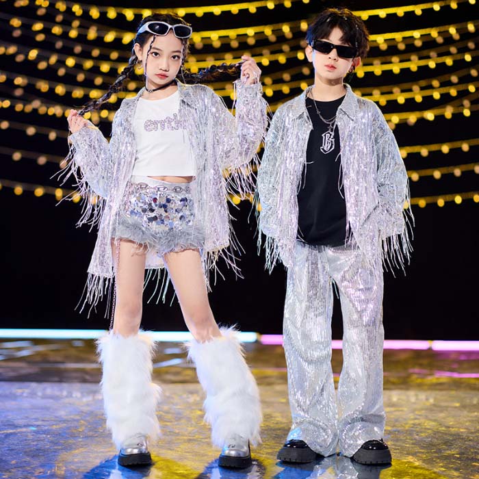 スパンコール ダンス衣装 ヒップホップ キッズ ダンス 衣装 hiphop キッズダンス衣...