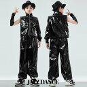 キッズダンス衣装 ヒップホップ キッズ メタリック ジャケット ロングパンツ 上下セット 男の子 女の子 ダンスウェア ジャズ ダンス 衣装 hiphop おしゃれ 舞台 ステージ衣装 発表会 練習着 応援団 カッコイイ ダンス 服 演出服 団体服 舞台効果抜群 110-180cm