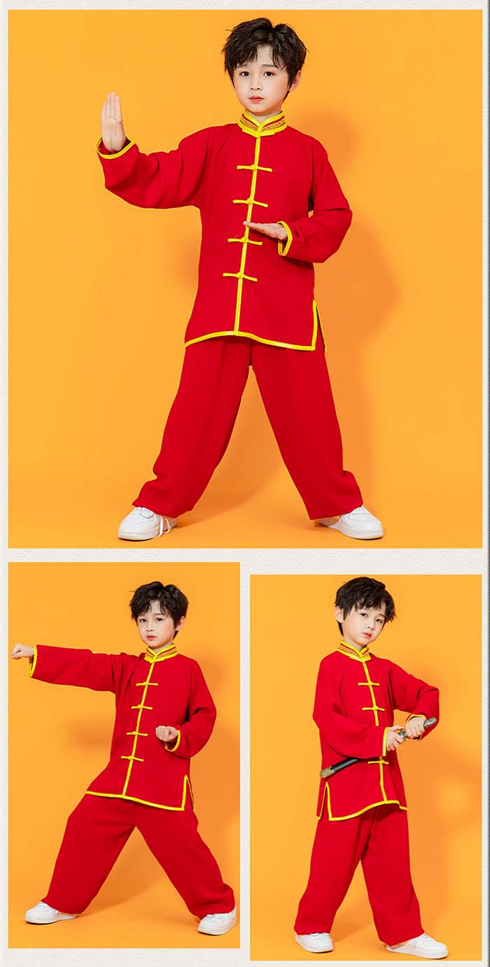 Joon store 楽天市場店の子供 太極拳 服 太極拳ウェア 上下セット 子供武術服 カンフーウェア キッズ ジュニア 中華風 演武用 ステージ衣装 学園祭 文化祭 体育祭 イベント 舞台演出服 110-180cm 発表会 卒業式 中華コスプレ衣装 ハロウイン 仮装 公演服 練功服｜アングル3