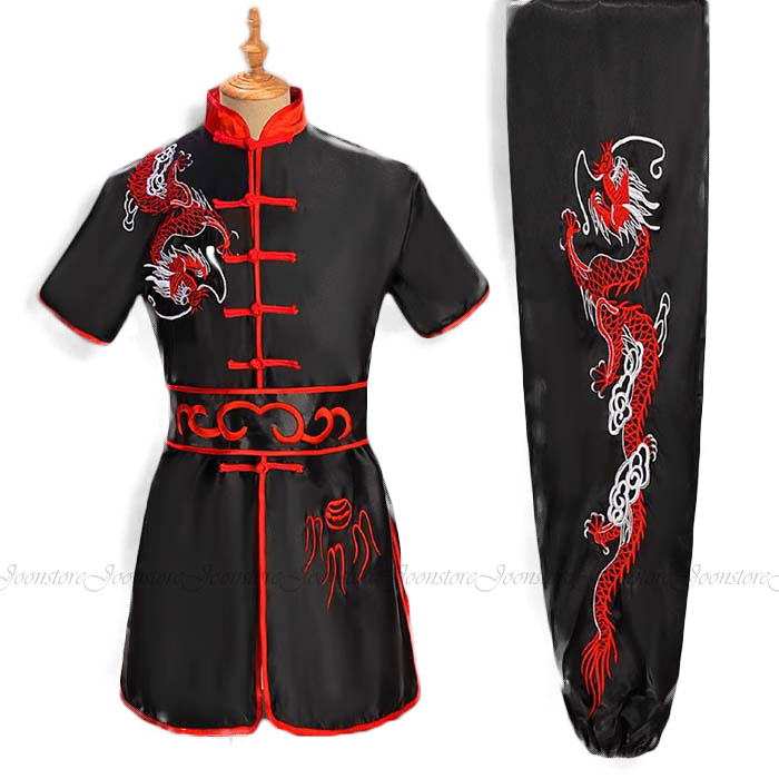 子供武術服 龍柄 子供用太極拳服 太極拳ウェア 上下セット カンフーウェア 太極拳服 カンフー服 キッズ ジュニア 半袖 中華風 演武用 ステージ衣装 学園祭 文化祭 体育祭 イベント 舞台演出服 110-180cm ダンス衣装 発表会 中華コスプレ衣装 太極拳表演服