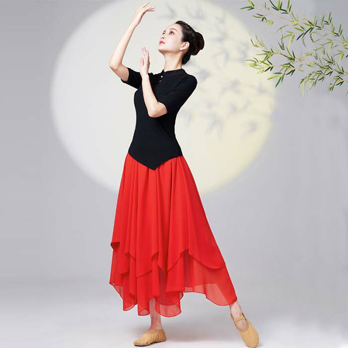 ダンス衣装 上下2点セット レディース 社交ダンス衣装 古典ダンス衣装 5分袖トップス ロング丈シフォンスカート バレエ ヨガウェア レディース ダンスウェア 古典舞踊衣装 ダンス衣装 団体服 レッスンウェア 社交ダンス 舞台 演出服 ステージ衣装 ダンス 練習着 レッスン着 2
