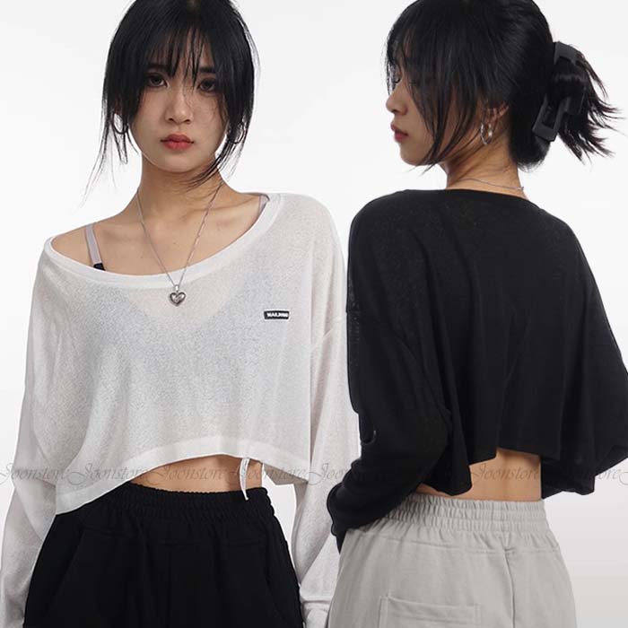 乐天商城 - ダンス衣装 トップス 長袖tシャツ ショート丈 ヘソ出し トップス シースルー 透け感 かわいい ジャズ ヒップホップ Tシャツ ダンス衣装 練習着 ダンスウェア ゆったり レディース ガールズ ジュニア 高校生 ジャズ k-pop ダンス 発表会 舞台 ステージ衣装 ブラック ホワイト