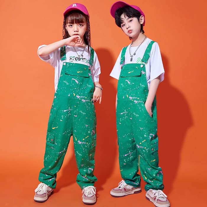キッズ 子供用 衣装 ダンス サロペット キッズ ダンス 衣装 オーバーオール 落書き柄 サロペット 半袖t..