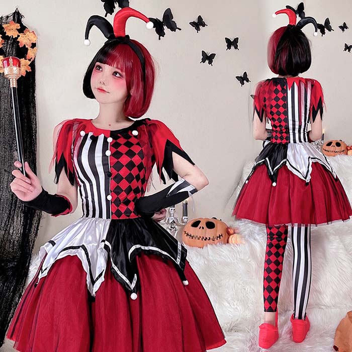 Clown - ハロウィン コスプレ 衣装 大人用 可愛い ピエロ 道化師 ハロウィン 仮装 女性 ハロウィン衣装 ハロウィンコスプレ 変装 仮装 大人 ハロウィン衣装 吸血鬼 幽霊 魔女 悪魔 コスチューム 大人 ハロウィーン 学園祭 文化祭 変装 コスプレ衣装 舞台劇 パーティーグッズ 演出服