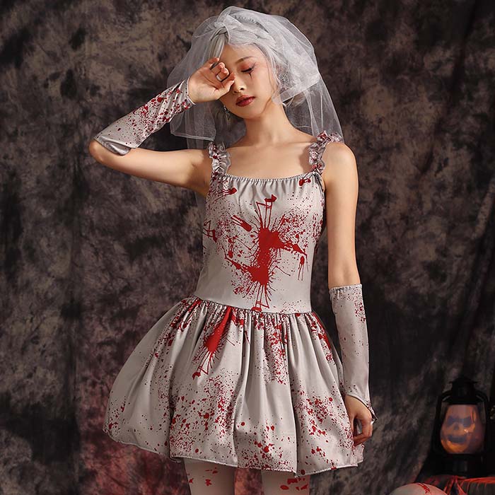 乐天商城 - ハロウィン コスプレ レディース 花嫁 仮装 衣装 女性 大人 吸血鬼 ハロウィン 衣装 ゾンビ 花嫁 悪魔 ハロウィン 仮装 デビル 可愛い ハロウィン 衣装 セクシー コスチューム ハロウィン仮装 コスプレ衣装 ハロウィン衣装 ゾンビ 花嫁 コスチューム ベール付き ワンピース