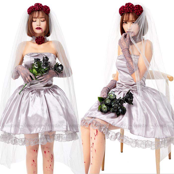 乐天商城 - ハロウィン コスプレ レディース 花嫁 仮装 衣装 女性 大人 吸血鬼 ハロウィン 衣装 ゾンビ 花嫁 悪魔 ハロウィン 仮装 デビル 可愛い ハロウィン 衣装 セクシー コスチューム ハロウィン仮装 コスプレ衣装 ハロウィン衣装 ゾンビ 花嫁 コスチューム ベール付き ワンピース