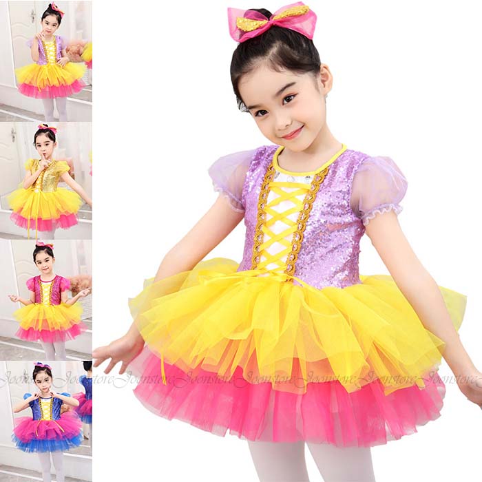 乐天商城 - キッズ ダンス衣装 ワンピース スパンコール チュチュ スカート 子供服 ステージ ジュニア 発表会 ダンス衣装 コスチューム キラキラ 派手 舞台用 ジュニア 子供 発表会 ジュニア ダンス 女の子 団体服