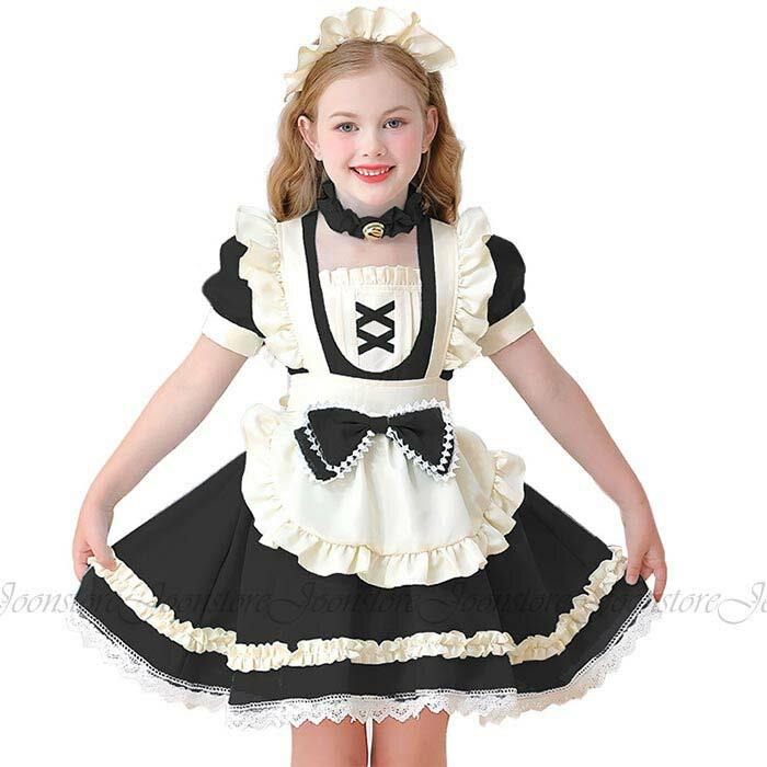 乐天商城 - コスプレ メイド服 衣装 仮装 メイド エプロン コスチューム 女の子 キッズ ジュニア 子供用 半袖 ワンピース エプロンドレス ゴスロリ ロリータ ワンピース 可愛い メイド服 子供用 ハロウィン コスプレ衣装 キッズ メイドコスチューム コスプレ 衣装 学園祭 文化祭