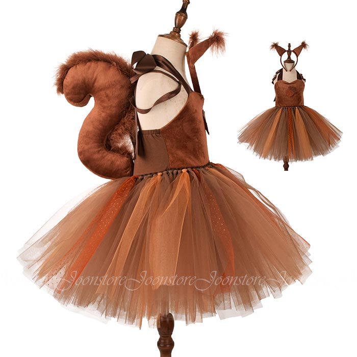 Dresses - ハロウィン コスプレ衣装 子供チュチュワンピース 動物 リス 仮装 衣装 子供コスチューム ハロウィン 衣装 ハロウィンコスチューム 女の子 かわいい ダンス 衣装 カチューシャ付きワンピース 舞台衣装 仮装 舞台劇 イベント 変装 女の子 ダンス 発表会 ステージ衣装