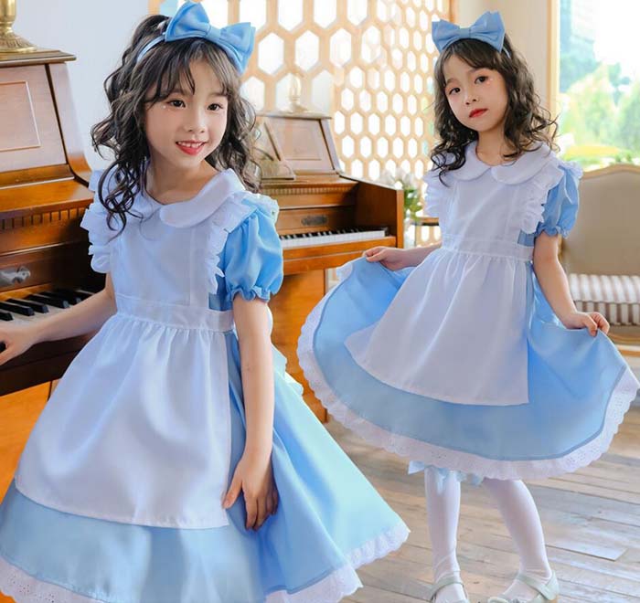 乐天商城 - 子供 ハロウィン コスプレ 衣装 メイド 仮装 コスチューム 衣装 女の子 半袖ワンピース エプロンドレス キッズ 子ども 服 不思議の国 アリス 仮装 女の子 ハロウィン 衣装 プリンセス ワンピース キッズ メイドコスチューム コスプレ 衣装 学園祭 文化祭 110 120 130 140 150