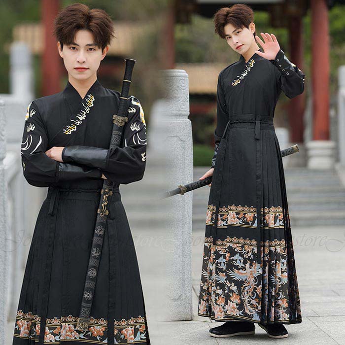 乐天商城 - 漢服 コスプレ衣装 中華服 チャイナ服 メンズ コスプレ衣装 3点セット セットアップ 上下セット 剣士 武術服 ダンス衣装 凰柄 仮装 ハロウィン衣装 中国宮廷風 民族風 中華風 唐装 記念撮影 豪華 宮廷衣装 古典舞踊衣装 演出服 舞台衣装 学園祭 文化祭 ステージ衣装