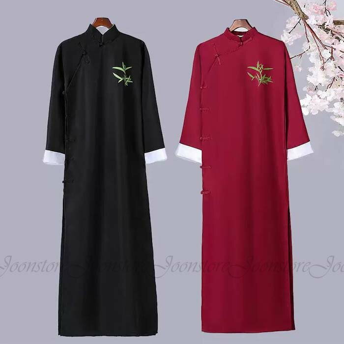 乐天商城 - チャイナ服 メンズ チャンパオ 長袍 中華服 男性用 ロング丈 チャイナシャツ 中国伝統衣装 漫才ウェア 唐装 漢服 コスプレ コスチューム ハロウィン 衣装 漫才服 男性用 舞台衣装 ステージ衣装 5色