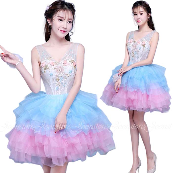 パーティードレス ミニドレス レディース 舞台衣装 ステージ 衣装 チュチュドレス ふんわり 編み上げドレス 結婚式 二次会 ドレス お誕生日 発表会 演奏会 ドレス ショート丈 フォーマルワンピース ミドル丈ドレス エレガント フォーマル レース 花柄 披露宴 パーティー