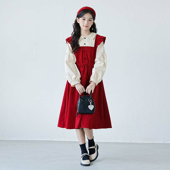 樂天商城 - 子供服 ワンピース キッズドレス 女の子 ワンピース 可愛い 長袖 フレアワンピース 膝下 ワンピ 秋冬 キッズ ジュニア 子ども 子ども服 130cm 140cm 150cm 160cm 170cm 入園式 入学式 シンプル 大人っぽい クリスマスプレゼント