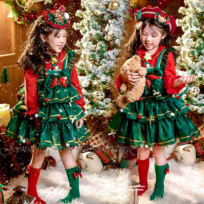 クリスマスドレス キッズ プリンセスドレス サンタドレス コスチューム サンタ なりきり 仮装 リボン クリスマス 衣装 子供 ロリータワンピース ガールズ キッズ 発表会 結婚式 ベビードレス サンタ コスチューム フォーマル イベント ステージ衣装 子ども服 100～150cm
