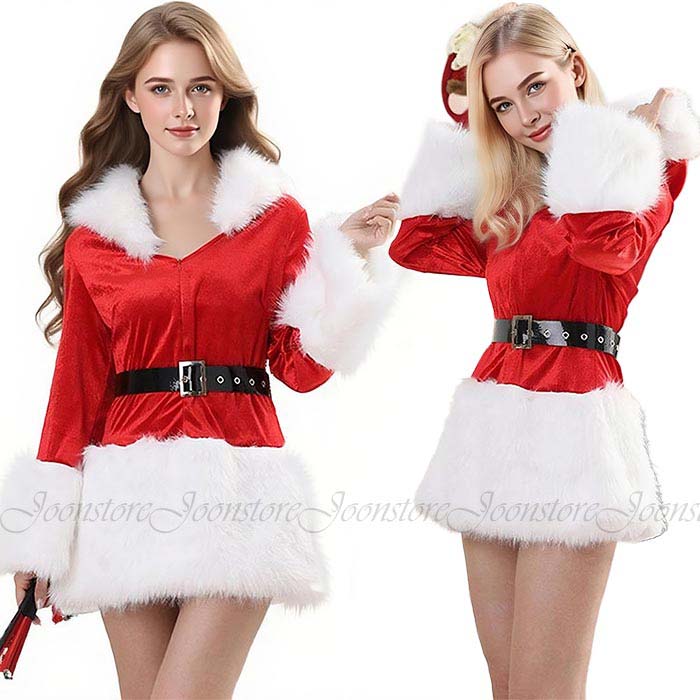 乐天商城 - サンタ コスプレ サンタ 衣装 サンタ コスチューム サンタコス コスプレ コス 衣装 ワンピース クリスマス コスプレ サンタコス かわいい セクシー サンタコスプレ クリスマス 衣装 レディース 仮装 コスチューム 可愛い ベルト付き パーティー 大人