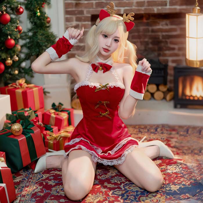 乐天商城 - サンタ コスプレ セクシー レディース サンタクロース ワンピース サンタコス セクシー サンタ コスチューム 衣装 セット クリスマス コスプレ 衣装 サンタクロース サンタコスプレ 衣装 仮装 サンタ衣装 可愛い レッド 赤 イベント パーティー 余興 舞台衣装 新年会 文化祭
