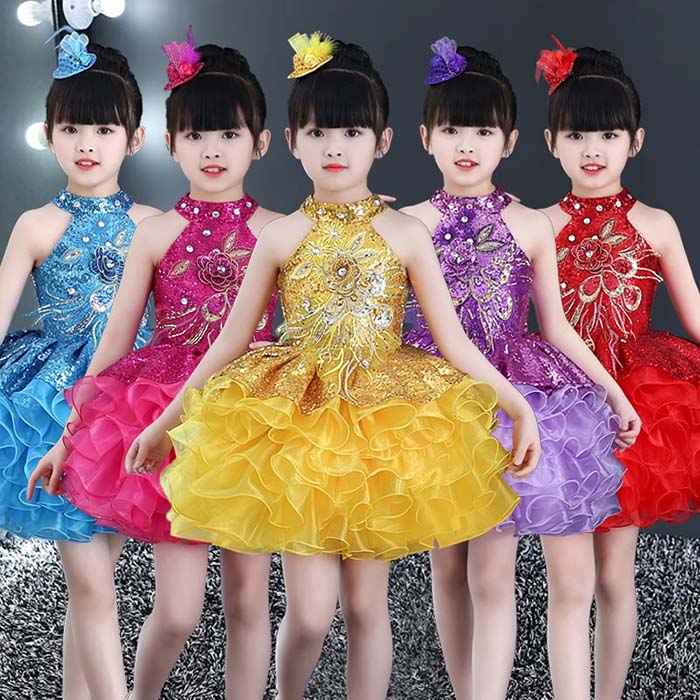 乐天商城 - キッズ ダンス 衣装 ワンピース スパンコール 子供 チュチュスカート ふんふん チュチュワンピース キッズ ダンス衣装 チアダンス ガールズ 110 120 130 140 150 160 子供服 キッズ ジュニア 舞台ステージ衣装 ジュニア 発表会 ダンス衣装 女の子 舞台 応援団 団体服