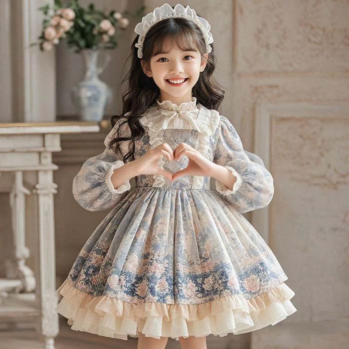 乐天商城 - 子供ワンピース ロリータワンピース 長袖 お姫様ドレス 結婚式 発表会 キッズドレス 110 120 130 140 150 160 ゴスロリ チュール フリル 花柄 フリル プリンセス ドレス ジュニア 可愛い 子供服 入園式 入学式 卒園式 卒業式 子どもドレス