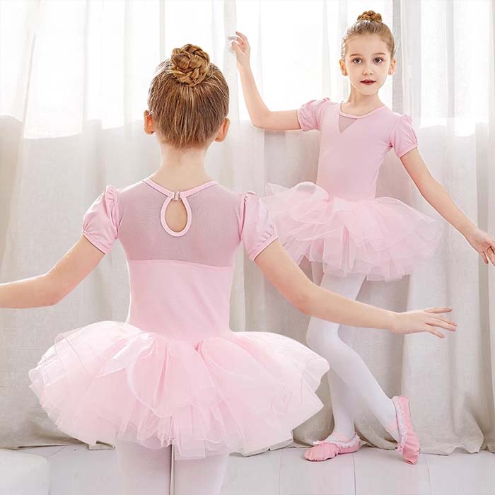 バレエ レオタード 子供 ジュニア スカート付きレオタード 綿 コットン 半袖 バレエ衣装 股下スナップ 無地 シンプル バレエレオタード レッスン着 練習着 子供用 子供サイズ キッズ ジュニア ダンス 発表会 バレエ用品 新体操 ピンク ブルー パープル ホワイト レッド