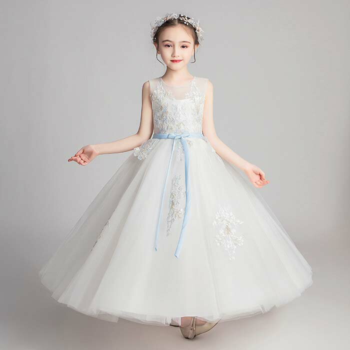 乐天商城 - 子供 ドレス ピアノ発表会ドレス 結婚式 演奏会ドレス 女の子 チュール ロングドレス フォーマル ワンピース ロング丈 キッズ 結婚式ドレス 110 120 130 140 150 160 女の子 ジュニア 七五三 発表会 結婚式 誕生日 パーティドレス プリンセスドレス ホワイト