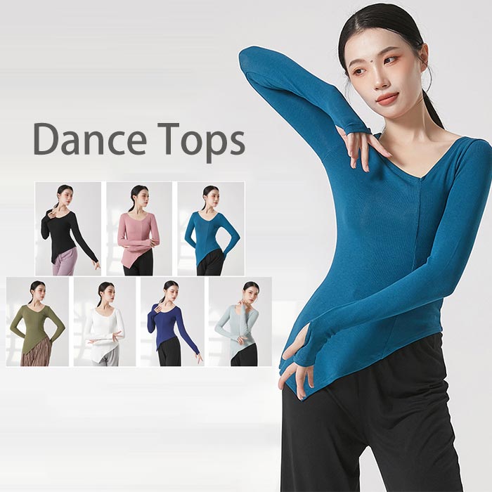 樂天商城 - ダンス衣装 トップス 長袖 ヨガ tシャツ バレエ衣装 レッスン 着 練習着 ヨガウェア ヨガ トップス ストレッチ 大人 バレエウエア レディース ダンストップス 可愛い バレエ ヨガ ダンス トップス 美シルエット ブラック ホワイト ピンク ブルー グリーン