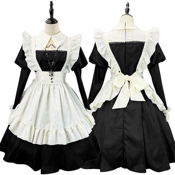 乐天商城 - メイド服 コスプレ衣装 長袖 可愛いメイド ロリータワンピース メイド衣装 ハロウィン 仮装 衣装 コスチューム 大きいサイズ レディース 大人 ハロウィンコスプレ コスプレ 衣装 制服 喫茶店 変装 エプロン ゴスロリ ワンピース パーティー イベント 学園祭 文化祭