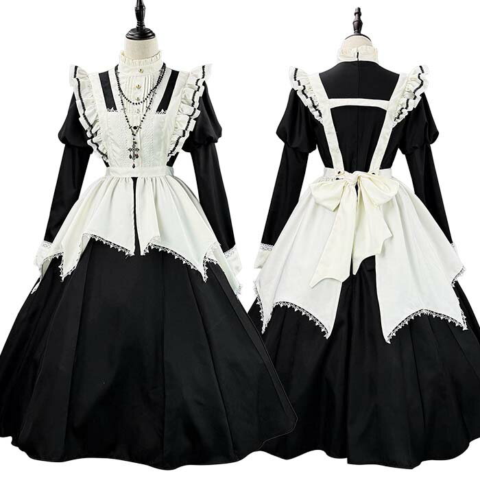 メイド服 コスプレ衣装 長袖 可愛いメイド ロリータワンピース メイド衣装 ハロウィン 仮装 衣装 コスチューム 大きいサイズ レディース 大人 ハロウィンコスプレ コスプレ 衣装 制服 喫茶店 変装 エプロン ゴスロリ ワンピース パーティー イベント 学園祭 文化祭