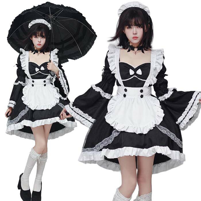 メイド服 コスプレ衣装 可愛いメイド ロリータワンピース メイド衣装 ハロウィン 仮装 衣装 コスチュー..